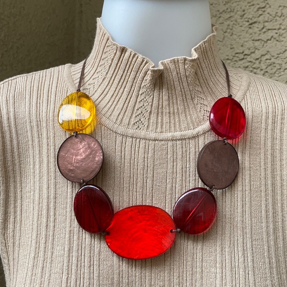 Vintage 90’s bright multicolored disc necklace